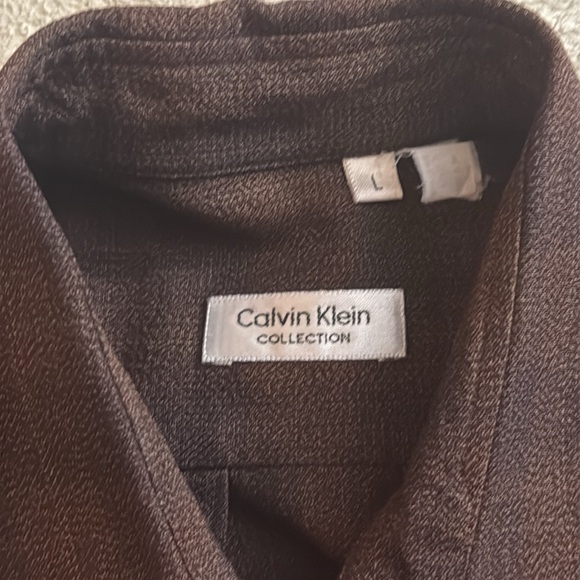Vintage Calvin Klein Brown Gradient Button Up Shirt L - Picture 2 of 5
